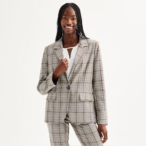 SO Plaid Single Button Blazer